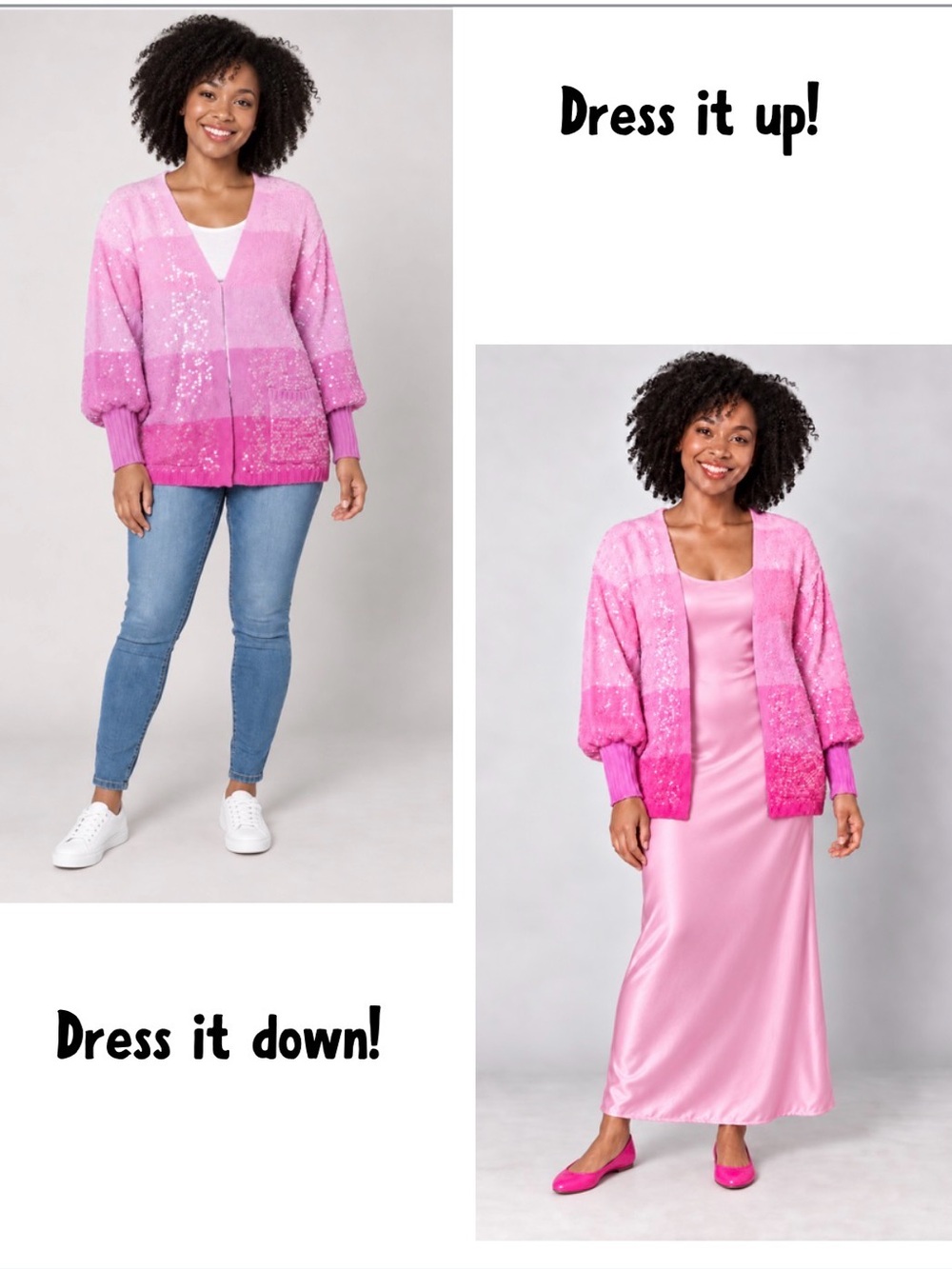 NWT Pink Ombre Sequin Cardigan